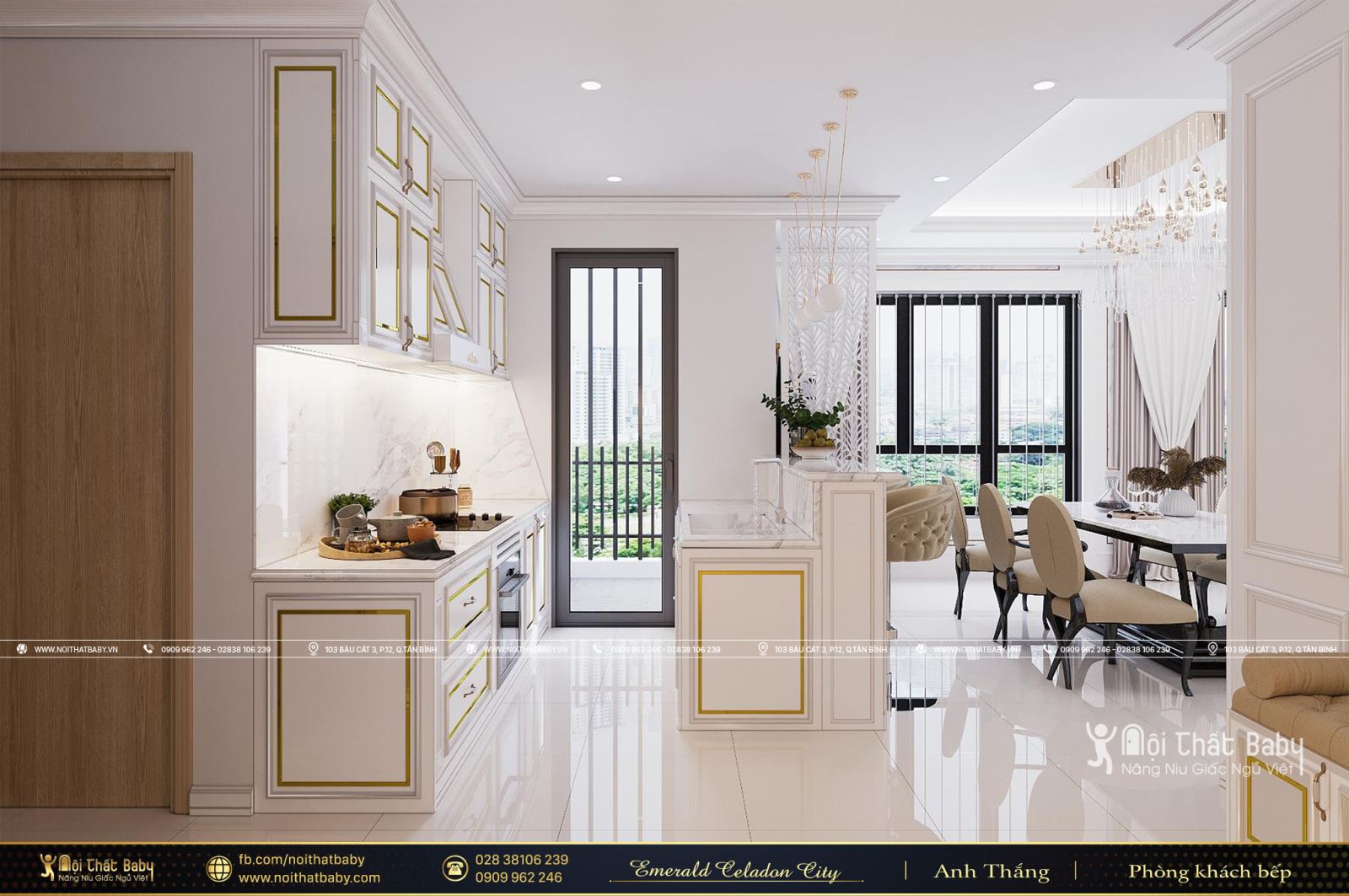 Thiết kế nội thất chung cư đẹp, cao cấp căn Emerald Celadon City 106m2